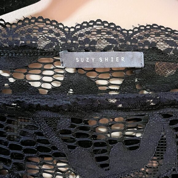 BLACK BEAUTIFUL LACE over beige cami sleeveless top elegant dramatic Size L EUC - Picture 6 of 7